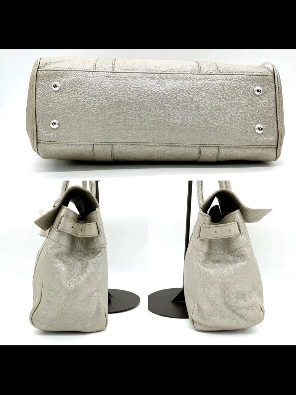 Mulberry Cream Pebbled Leather Top-Handle Satchel